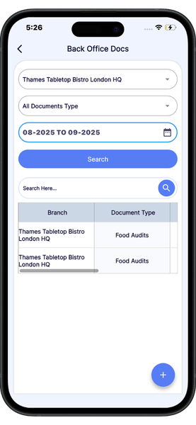 Document management system E Documents Software mobile app view for document records