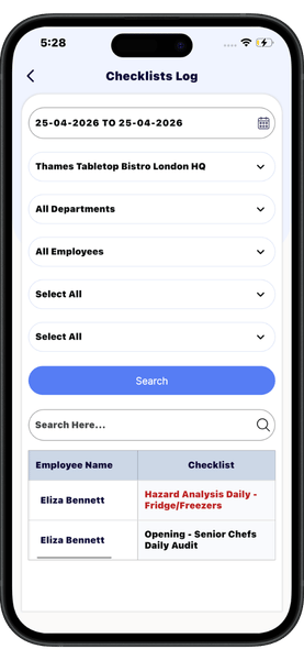 Compliance Management Software E-Tasks mobile app task screen