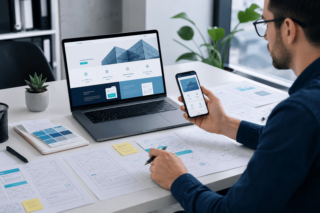 Custom Software Development website and mobile app development workspace