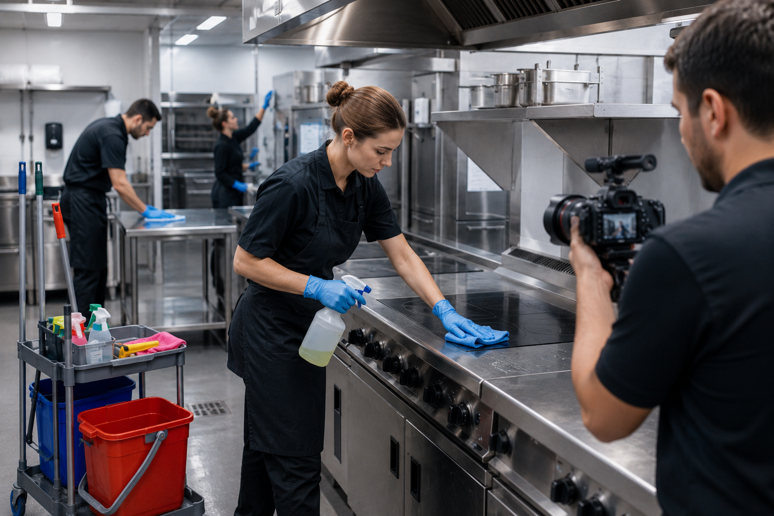 Cleaning Procedure Videos showing professional kitchen cleaning training